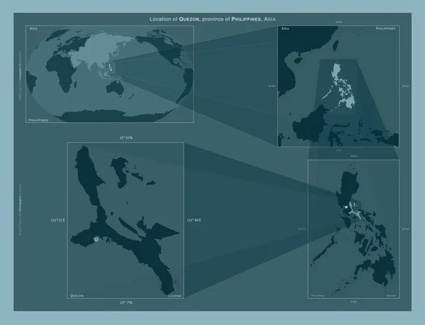 Quezon Province Philippines Diagram Showing Location Region Larger Scale Maps — Stockfoto