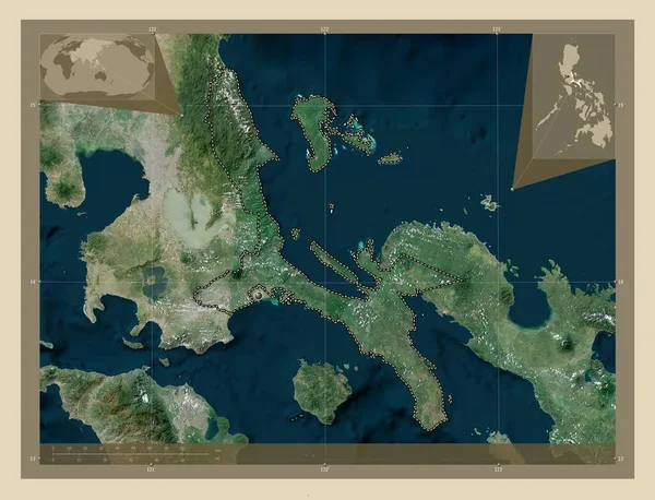 Quezon Province Philippines High Resolution Satellite Map Corner Auxiliary Location — Foto de Stock