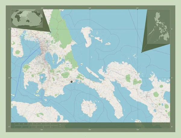 Quezon Province Philippines Open Street Map Corner Auxiliary Location Maps — Stockfoto