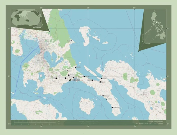 Quezon Province Philippines Open Street Map Locations Names Major Cities — Stok Foto