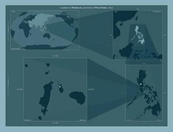 Romblon Province Philippines Diagram Showing Location Region Larger Scale Maps — Stockfoto