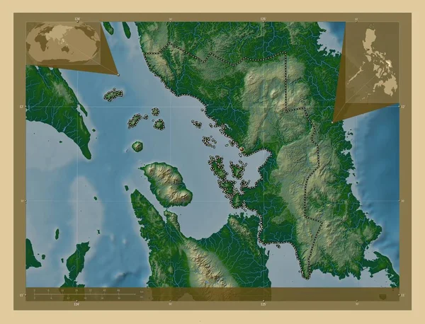 Самар Провінція Філіппін Кольорові Карти Висот Озерами Річками Кутові Допоміжні — стокове фото