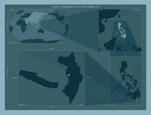 Sarangani Province Philippines Diagram Showing Location Region Larger Scale Maps — Stockfoto