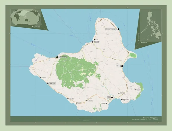 Siquijor Province Philippines Open Street Map Locations Names Major Cities — 图库照片