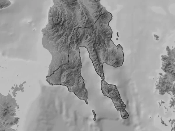 Southern Leyte Province Philippines Grayscale Elevation Map Lakes Rivers — Stock Photo, Image