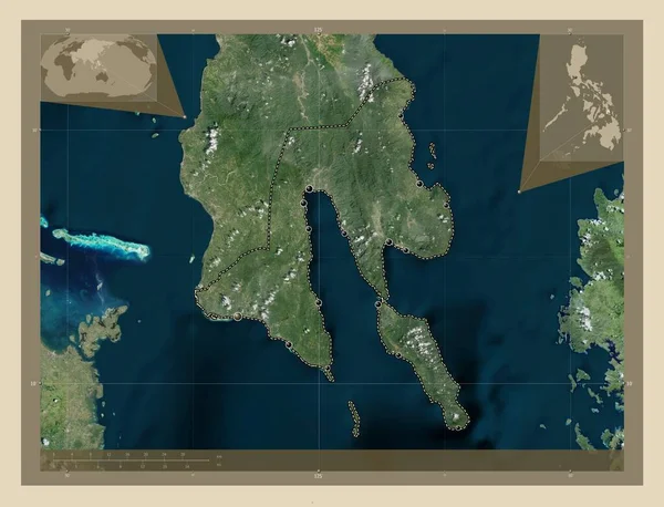 Southern Leyte Province Philippines High Resolution Satellite Map Locations Major — ストック写真