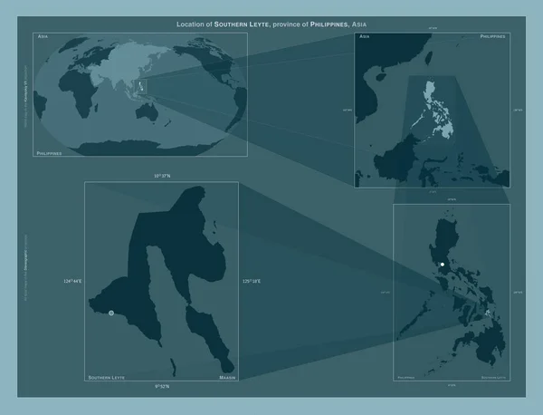 Southern Leyte Province Philippines Diagram Showing Location Region Larger Scale — ストック写真