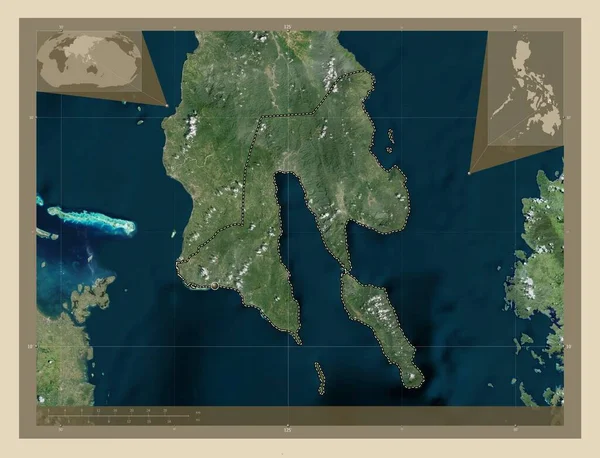 Південний Лейте Провінція Філіппіни Супутникова Карта Високої Роздільної Здатності Кутові — стокове фото