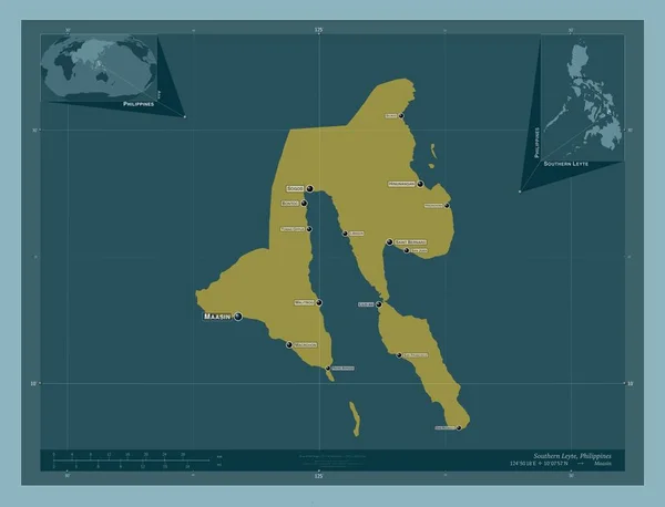 Southern Leyte Province Philippines Solid Color Shape Locations Names Major — ストック写真