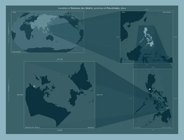 Surigao Del Norte Province Philippines Diagram Showing Location Region Larger — Stockfoto