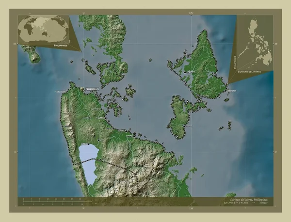 Surigao Del Norte Province Philippines Elevation Map Colored Wiki Style — Stock Photo, Image