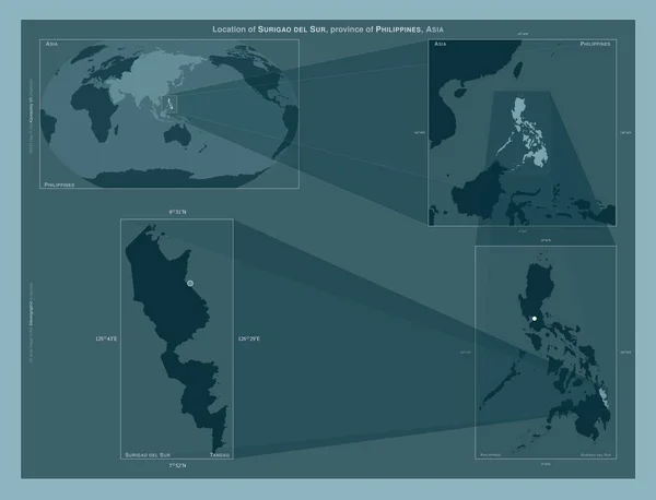 Surigao Del Sur Province Philippines Diagram Showing Location Region Larger — Stockfoto