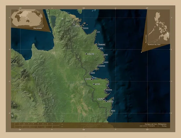 Surigao Del Sur Province Philippines Low Resolution Satellite Map Locations — Stock Photo, Image