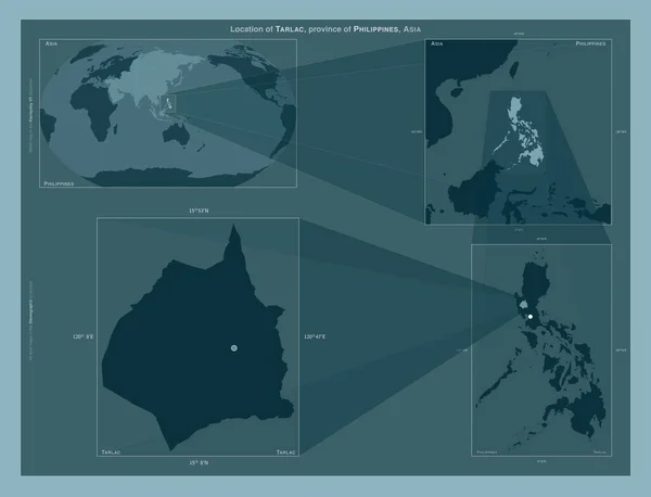 Tarlac Province Philippines Diagram Showing Location Region Larger Scale Maps — Stock Photo, Image