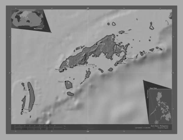 Tawi Tawi Province Philippines Bilevel Elevation Map Lakes Rivers Locations — Stock Photo, Image
