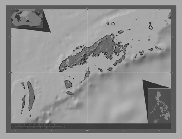 Tawi Tawi Province Philippines Bilevel Elevation Map Lakes Rivers Corner — Stock Photo, Image