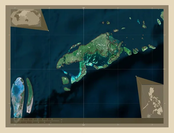Tawi Tawi Province Philippines High Resolution Satellite Map Corner Auxiliary — Stock fotografie