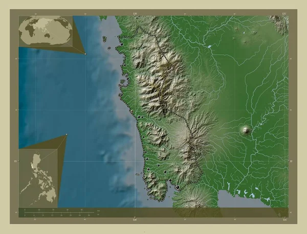 Zambales Province Philippines Elevation Map Colored Wiki Style Lakes Rivers — ストック写真