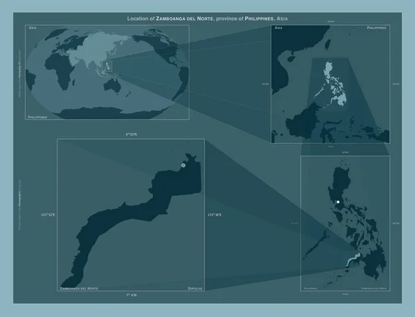 Zamboanga Del Norte Province Philippines Diagram Showing Location Region Larger — стоковое фото