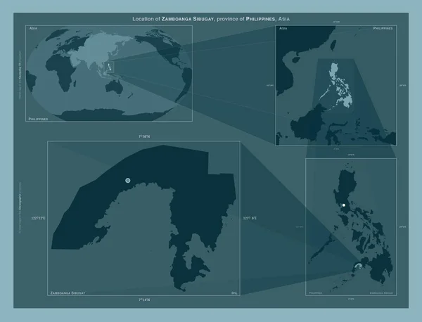 Zamboanga Sibugay Province Philippines Diagram Showing Location Region Larger Scale — стоковое фото