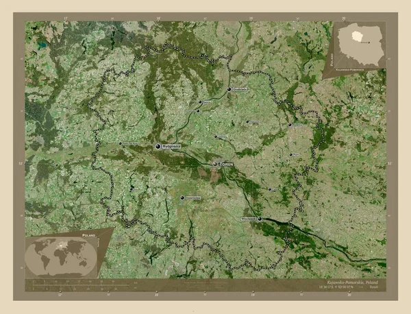 Kujawsko Pomorskie Voivodeship Province Poland High Resolution Satellite Map Locations — стоковое фото