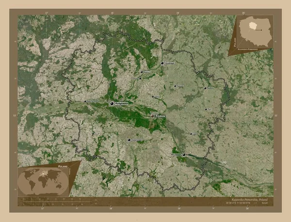 Kujawsko Pomorskie Voivodeship Province Poland Low Resolution Satellite Map Locations — стоковое фото