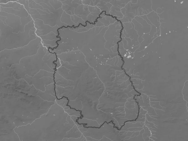 Lubelskie Voivodeship Province Poland Grayscale Elevation Map Lakes Rivers — Stock Photo, Image