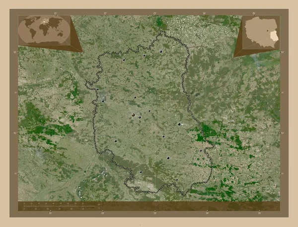 Lubelskie Voivodeship Province Poland Low Resolution Satellite Map Locations Major — Φωτογραφία Αρχείου