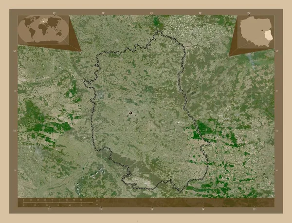 Lubelskie Voivodeship Province Poland Low Resolution Satellite Map Corner Auxiliary — Stockfoto