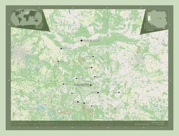 Lubuskie Voivodeship Province Poland Open Street Map Locations Names Major — Φωτογραφία Αρχείου