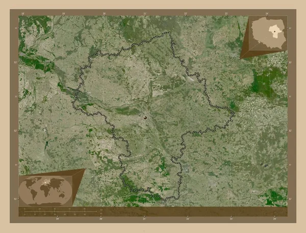 Mazowieckie Voivodeship Province Poland Low Resolution Satellite Map Corner Auxiliary — Stockfoto