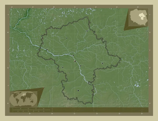 Mazowieckie Voivodeship Province Poland Elevation Map Colored Wiki Style Lakes — Fotografie, imagine de stoc