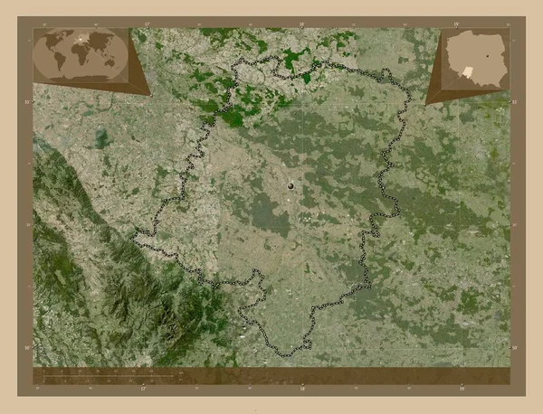 Opolskie Voivodeship Province Poland Low Resolution Satellite Map Corner Auxiliary — Stockfoto