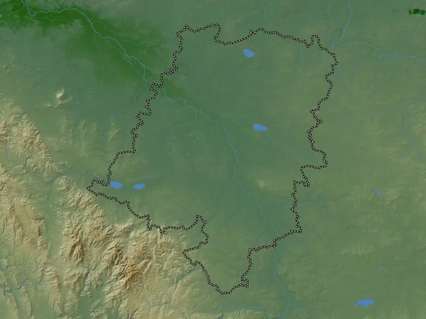 Opolskie Voivodeship Province Poland Colored Elevation Map Lakes Rivers — ストック写真