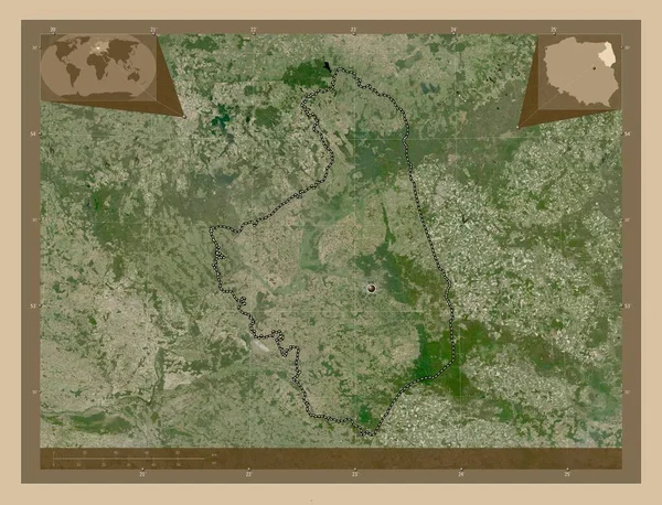 Podlaskie Voivodeship Province Poland Low Resolution Satellite Map Corner Auxiliary — Stockfoto