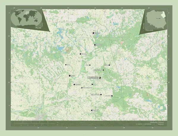 Podlaskie Voivodeship Province Poland Open Street Map Locations Names Major — Φωτογραφία Αρχείου