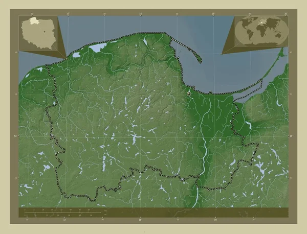 Pomorskie Voivodeship Province Poland Elevation Map Colored Wiki Style Lakes — Foto Stock