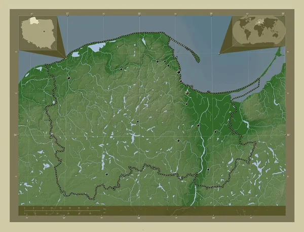 Pomorskie Voivodeship Province Poland Elevation Map Colored Wiki Style Lakes — Foto Stock