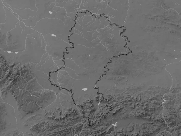 Slaskie Voivodeship Province Poland Grayscale Elevation Map Lakes Rivers — Stock Photo, Image