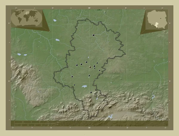 Slaskie Voivodeship Province Poland Elevation Map Colored Wiki Style Lakes — Stok fotoğraf