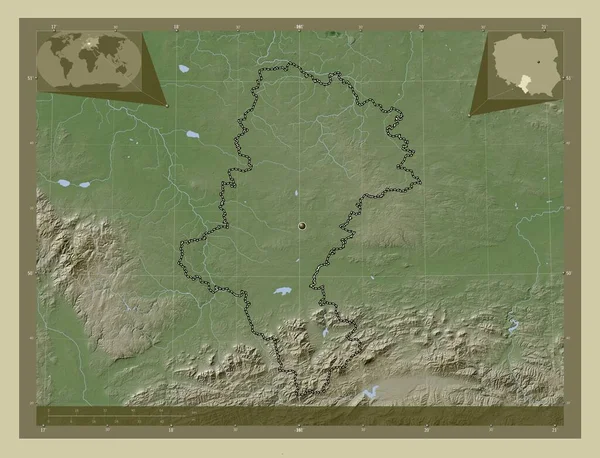 Slaskie Voivodeship Province Poland Elevation Map Colored Wiki Style Lakes — Stock Photo, Image
