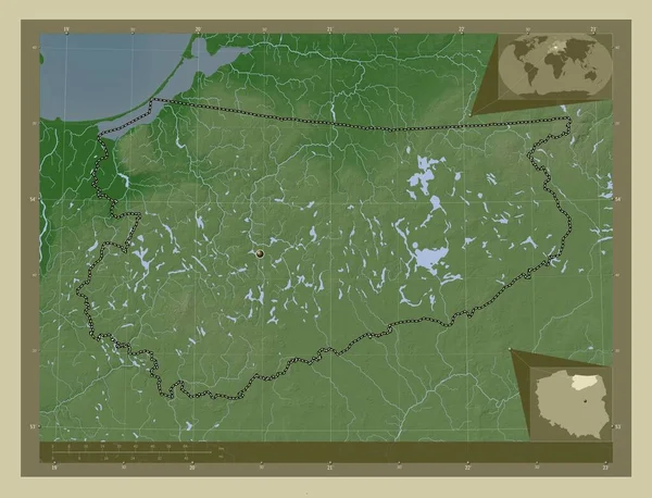 Warminsko Mazurskie Voivodeship Province Poland Elevation Map Colored Wiki Style — стоковое фото