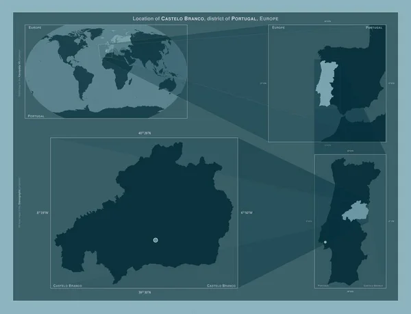Castelo Branco District Portugal Diagram Showing Location Region Larger Scale — Stockfoto