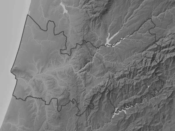 Coimbra District Portugal Grayscale Elevation Map Lakes Rivers — Stok fotoğraf