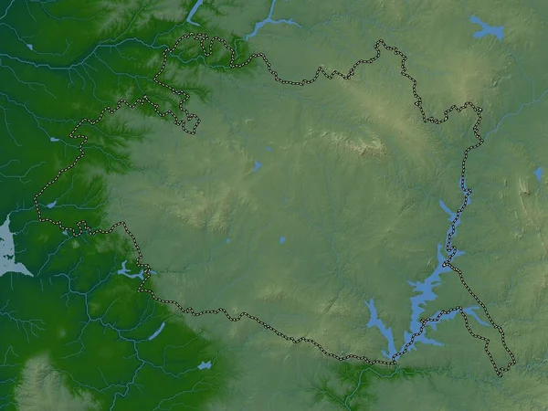 Evora District Portugal Colored Elevation Map Lakes Rivers — ストック写真