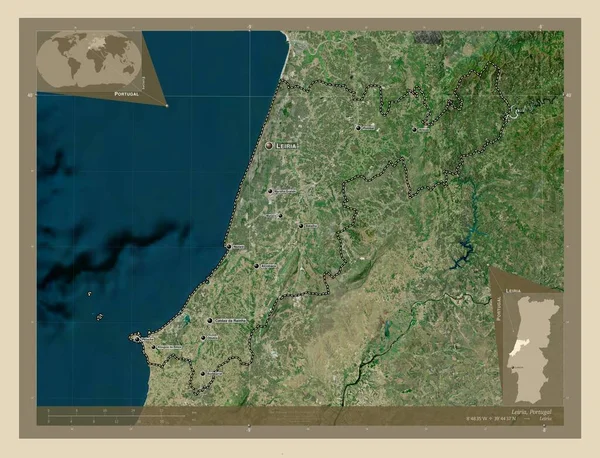 Leiria District Portugal High Resolution Satellite Map Locations Names Major — Photo