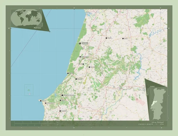 Лейрія Район Португалії Відкрита Карта Вулиць Місця Розташування Назви Великих — стокове фото