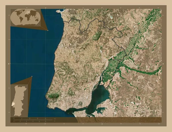 Lisboa District Portugal Low Resolution Satellite Map Corner Auxiliary Location — Stockfoto