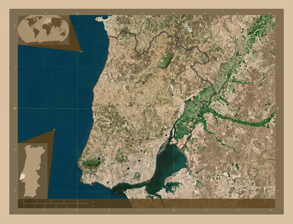 Lisboa District Portugal Low Resolution Satellite Map Locations Major Cities — Foto de Stock