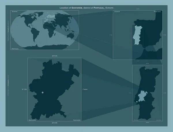Santarem District Portugal Diagram Showing Location Region Larger Scale Maps — Stockfoto